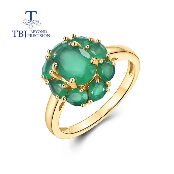 Bague en argent sterling 925 sertie d'agate verte élégante et sophistiquée pour femmes et filles occasions spéciales anniversaires cadeaux de mariage
