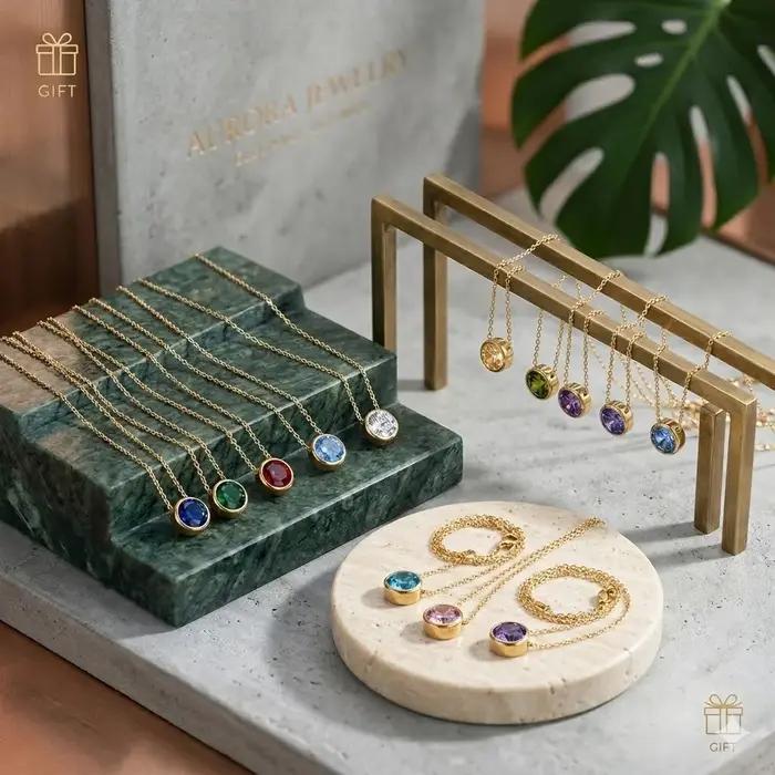 Collier personnalisé avec pierre de naissance des 12 mois