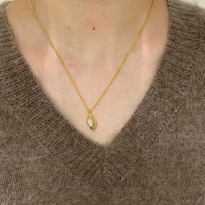 Collier pendentif coquillage zircon ANENJERY pour femme