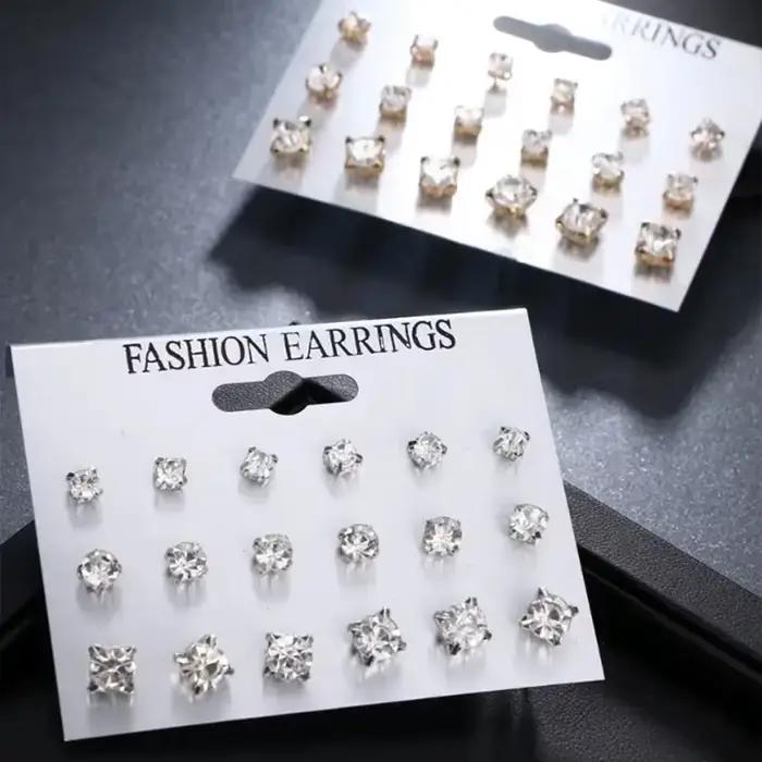 Ensemble de boucles d'oreilles à tige classique pour femme