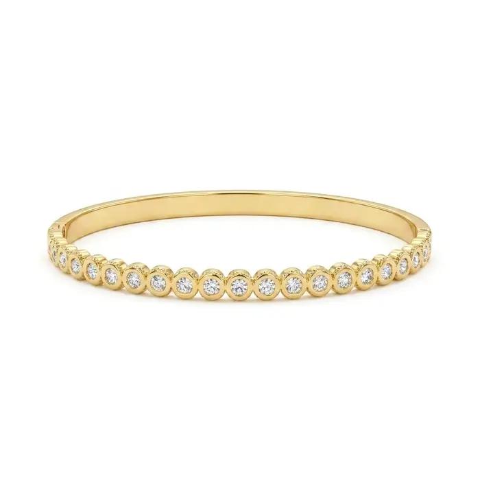 Bracelet élégant en cristal à motif grain de riz, en acier inoxydable bicolore, style européen et am