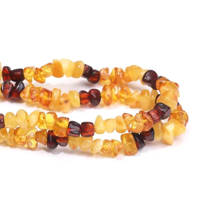 Collier en ambre naturel avec chaîne de pull en pierre naturelle pour hommes et femmes cadeaux d'anniversaire occasions spéciales perles hypoallergéniques DIY