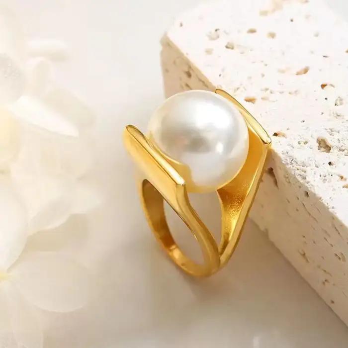 Bague en forme de Y imitation perle or style français pour femmes élégante et raffinée pour occasions générales et vacances