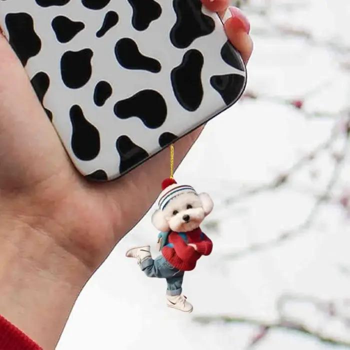 Pendentif Bichon Frise Mignon, Charme Polyvalent, Animaux de Compagnie, Dessin Animé, Accessoire de Mode, Décoration Intérieure, Cadeau Spécial