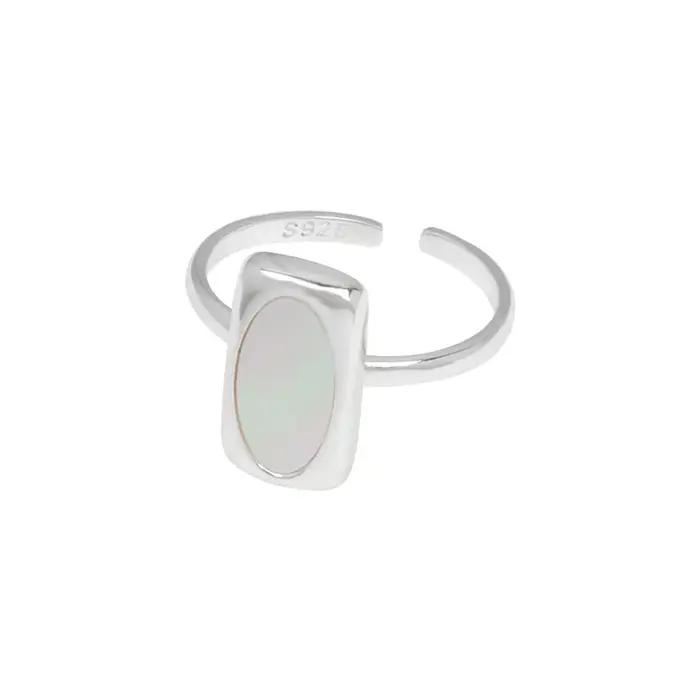 Bague en argent Sterling 925 simple en pierre de coquille blanche pour femmes occasions spéciales cadeau d'anniversaire partis elegance minimaliste JMYUMI