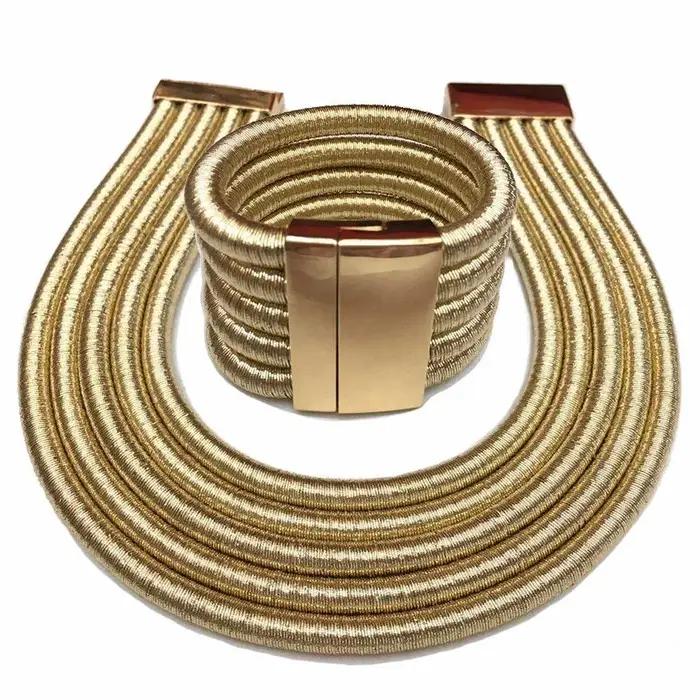 Ensemble de bijoux africains mode collier ras du cou bracelet magnétique bouton pour femmes occasions spéciales