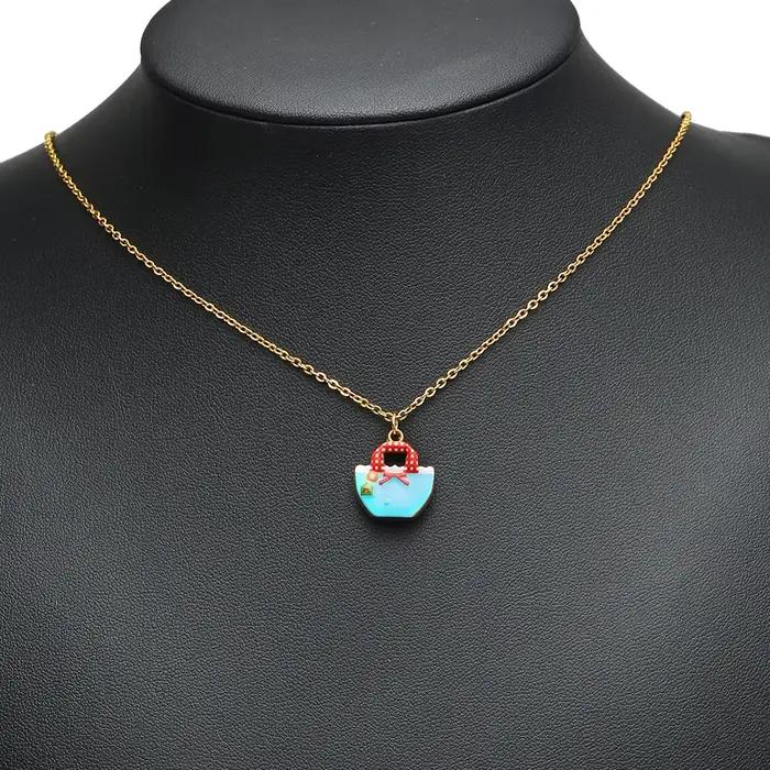 4 Breloques de Sac à Main en Acier Inoxydable Émaillé Coloré, Pendentifs Couleur Or 18 carats pour la Fabrication de Bijoux, Fournitures DIY pour Colliers et Boucles d'Oreilles