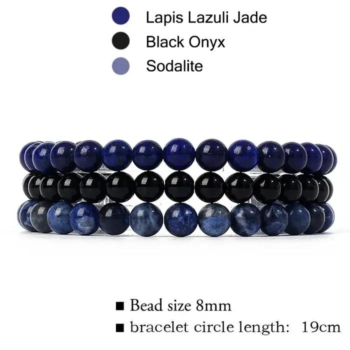 Kirykle – ensemble de bracelets en pierre naturelle pour hommes