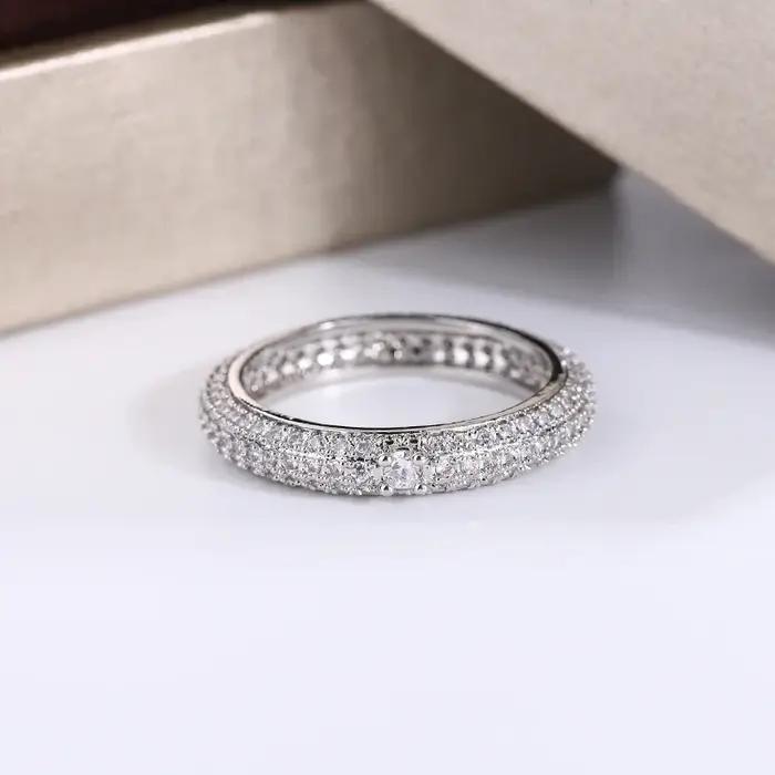 Bague géométrique en Zircon blanc de haute qualité pour argent, or jaune, or Rose, plaqué argent 925