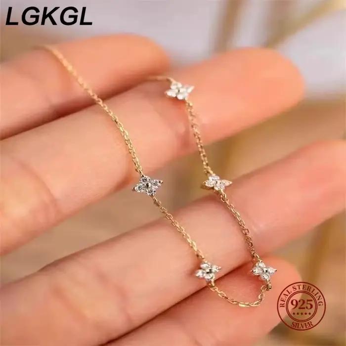 Jkeli – colliers français en argent Sterling 925 avec pendentif fleur à quatre feuilles pour femmes