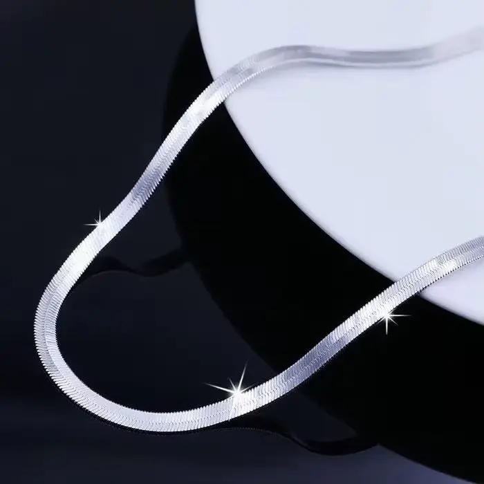 Collier chaîne en argent Sterling 925 de 4MM pour femmes, bijoux fins de luxe pour Couple, chaîne à lame, cadeau de mariage, ras du cou, clavicule