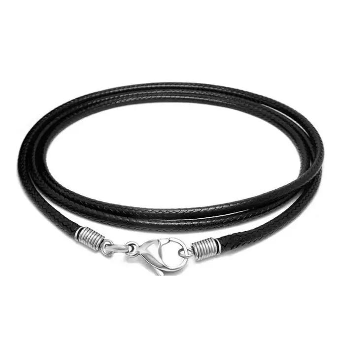 Cuir tressé corde colliers pendentif breloque résultats fermoir en acier inoxydable cordon pour bracelet à bricoler