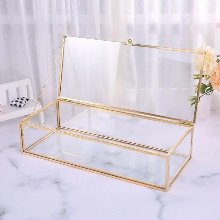 Boîte à bijoux vintage transparent en verre Organisateur