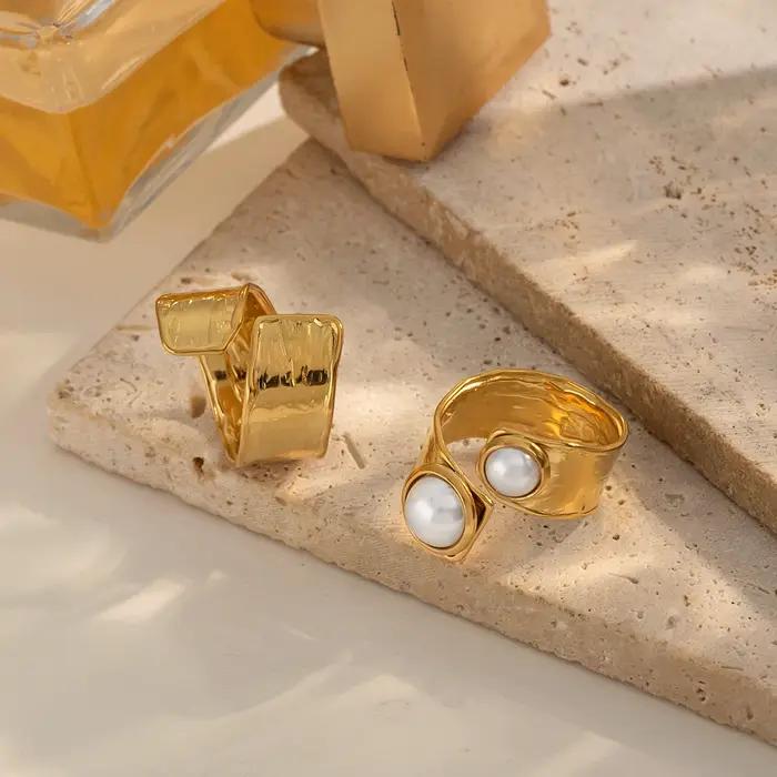 Bijoux Miia, élégantes bagues ouvertes ajustables en perles pour femmes
