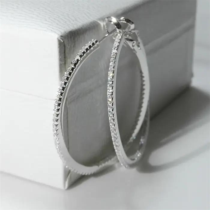 SOMILIA-Boucles d'oreilles créoles en argent regardé 925 pour femme, plaque d'or 18 carats, boucle d