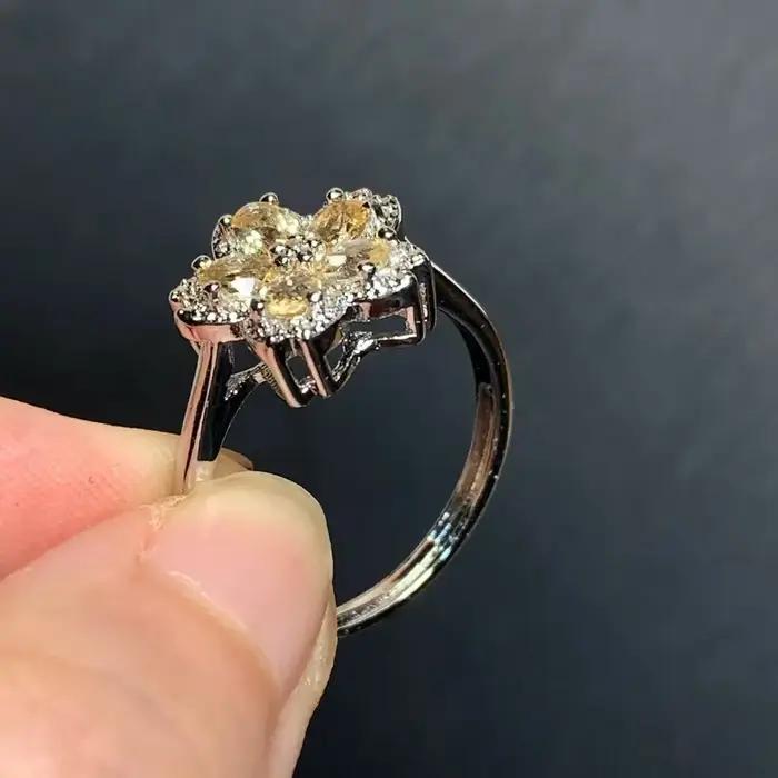 MM naturel Citrine anneau réglable femme bague bijoux pour femmes cadeau en gros de haute qualité Vintage Fine