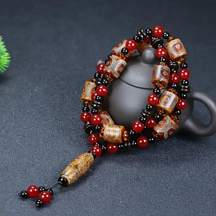Collier pendentif Nine Eyes en calcédoine gris foncé pour femmes élégantes et mystérieuses occasions quotidiennes et spéciales
