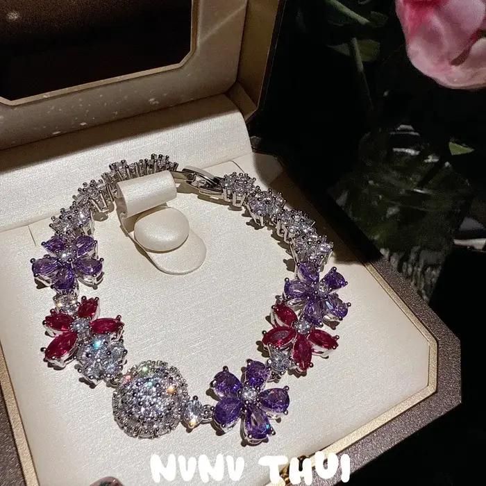 Collier Iris Purple Blooming Gem pour femme