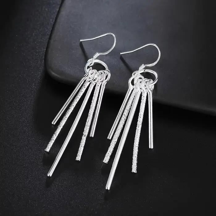 Boucles d'oreilles en argent sterling 925 de haute qualité pour femme, bijoux de mode, cinq colonnes