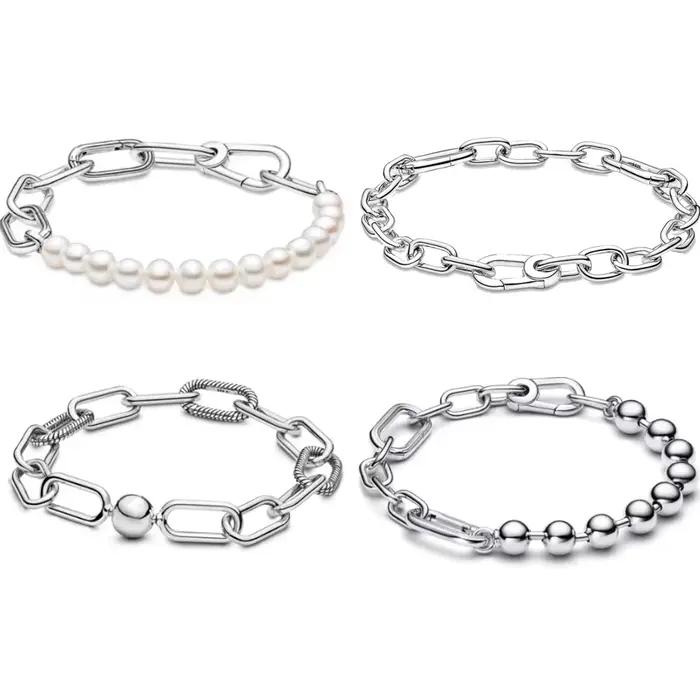 Bracelet Original Me en Argent Sterling 925 avec Perles Rondes pour Femme – Bijou de Luxe Tendance