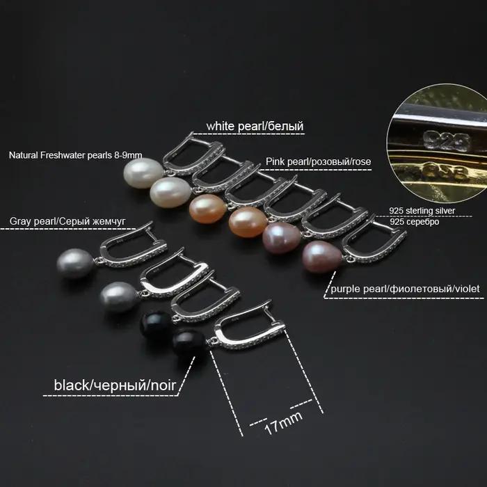 Boucles d'oreilles en perles naturelles noires véritable pour femme