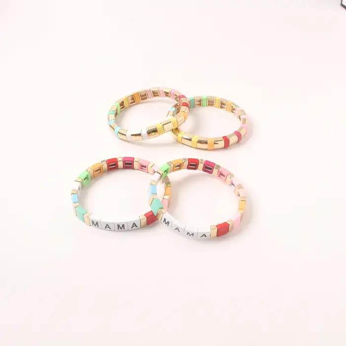 MAMA Bracelet cadeaux de fête des mères bijoux émail carrelage