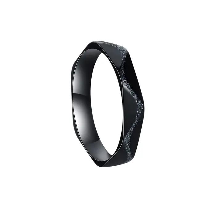 Bague en acier titane en forme de losange pour hommes