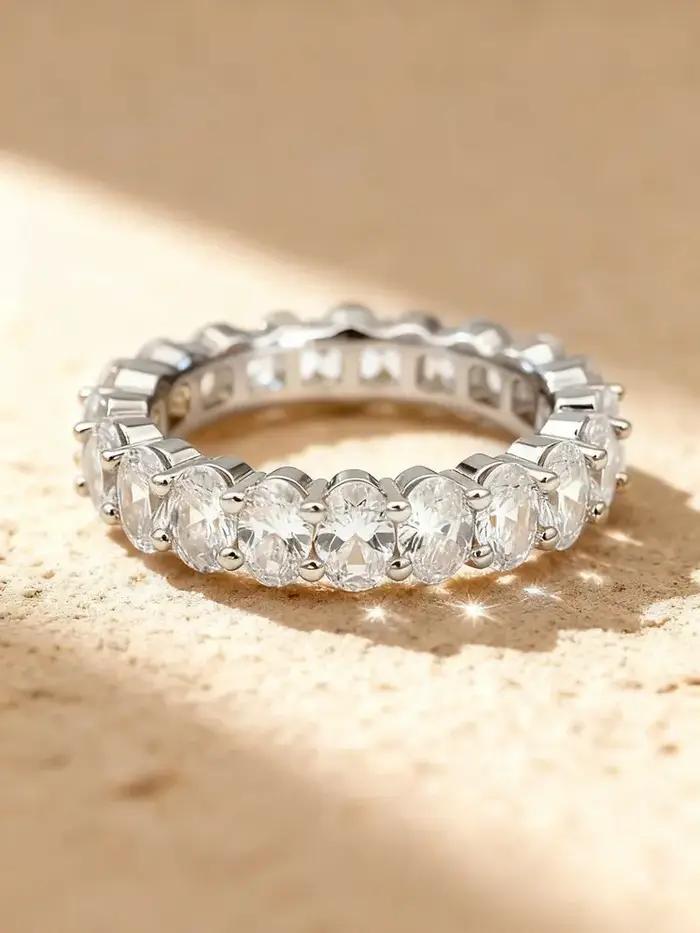 Bague ovale originale en argent Sterling 925 pour femmes