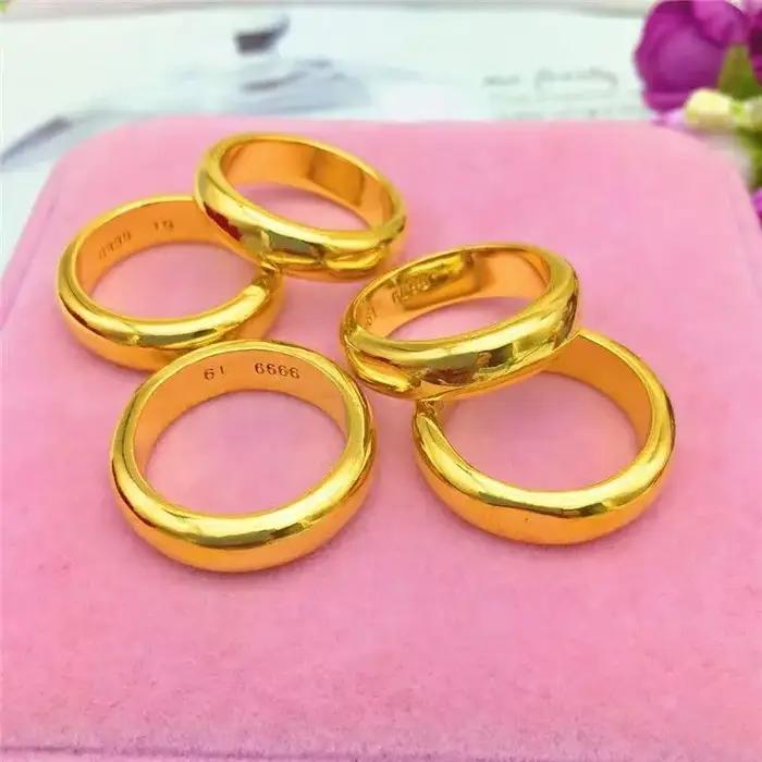 Bagues plaquées pur en or jaune 18 carats 999 24