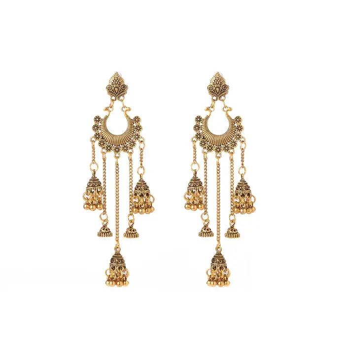Boucles d'oreilles ethniques indiennes à longues pampilles