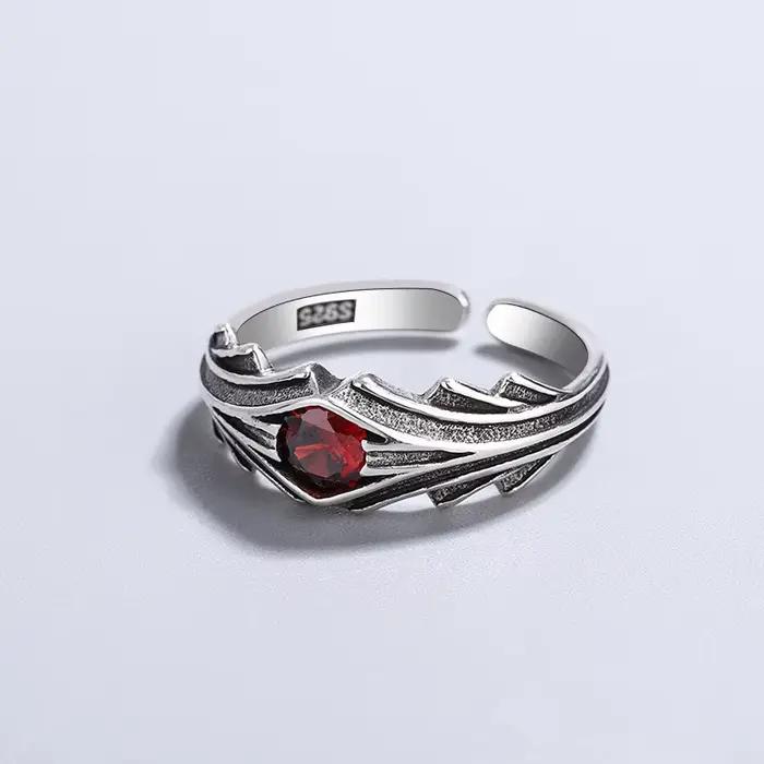 Bagues en argent Sterling 925 et Zircon rouge pour femmes, accessoires de bijoux fins de haute quali
