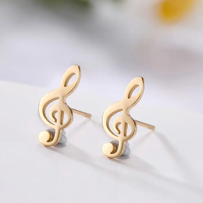 Boucles d'Oreilles en Acier Inoxydable en Forme de Note de Musique Cadeau Pour Femme Homme Sœur Occasions Spéciales