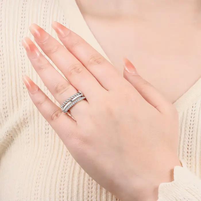 Bague empilable Cycuff en argent sterling 925 avec pierres naturelles multicolores pour femmes occasions spéciales et cadeaux d'anniversaire