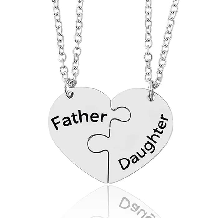 Collier père fille mère fils en acier inoxydable