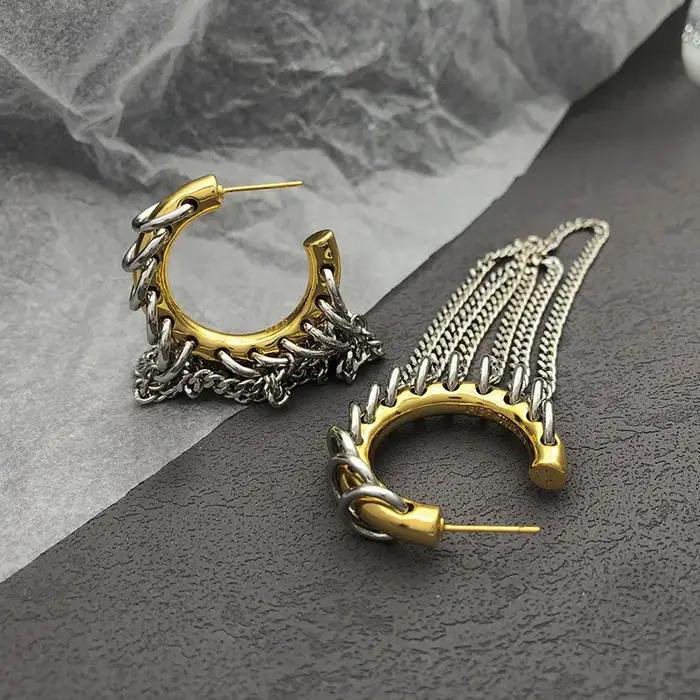 Boucles d'oreilles à longues franges exagérées