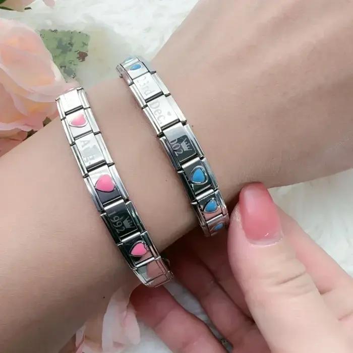 Nouveau 2025 mode populaire Original Date de naissance breloque liens ajustement 9mm Bracelet en acier inoxydable bijoux bricolage fabrication