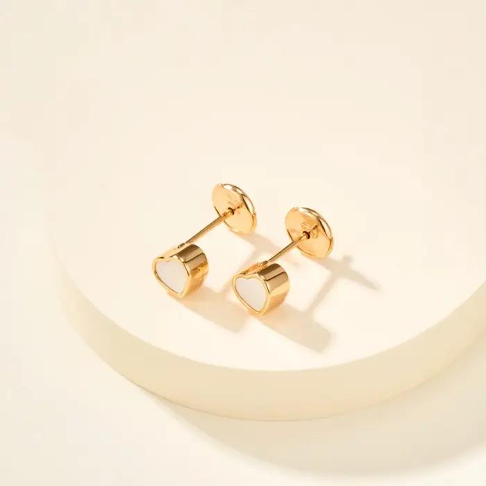 Boucles d'oreilles élégantes en forme de cœur en or Rose pour femmes