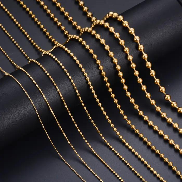 Collier chaîne à billes en acier inoxydable plaqué or 18 carats, large 1,2-6mm, pour pendentif ou ét