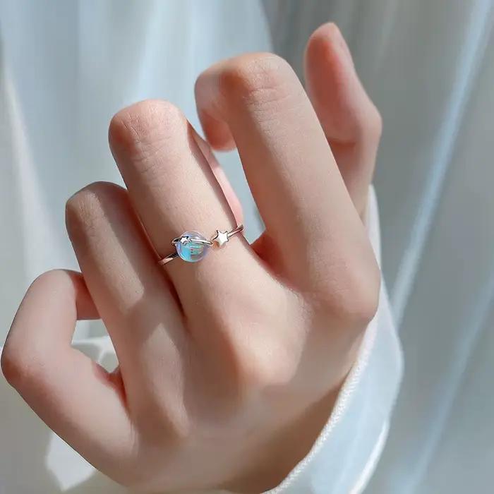Nouvelles bagues rondes pour femme, motif œil de chat planétaire, style polyvalent, bague ouverte, accessoires de bijoux exquis pour fiançailles, cadeaux