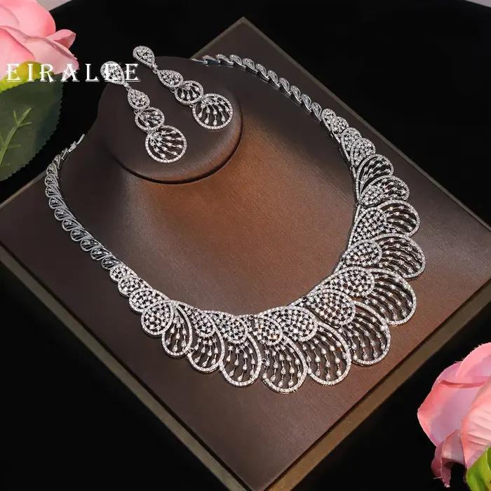 Parures de colliers de luxe en zircon et perles multicouches, bijoux de mariée élégants pour femmes
