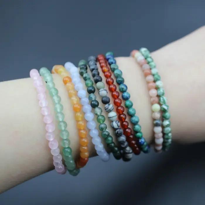 Bracelet de perles en pierre naturelle d'agate de Quartz de 4mm