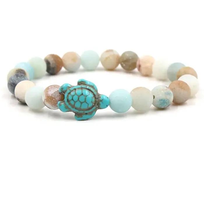 Bracelet de suivi de tortue de mer en pierre avec chaîne corde pour homme et femme style classique pour la conservation de la nature occasions spéciales