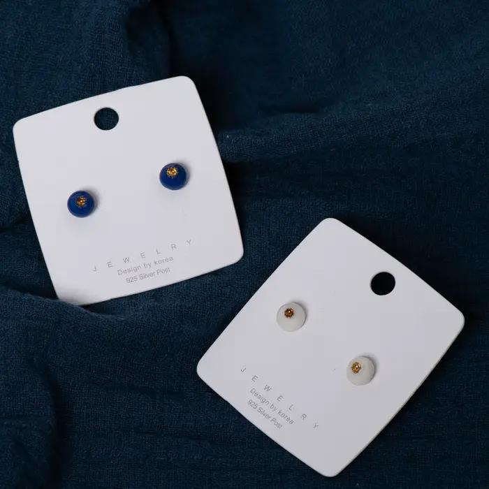 Boucles d'oreilles rondes en céramique à bords faits à la main pour femmes, bijoux minimalistes élégants, 1 paire, S00125