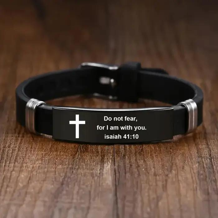 Bracelet verset de la Bible avec croix chrétienne