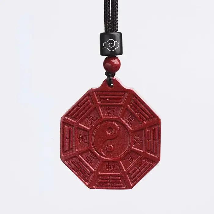 JOVintage-Pendentif de minerai brut naturel pour hommes et femmes, Cinabre, Bagua, Marque Benmingnia