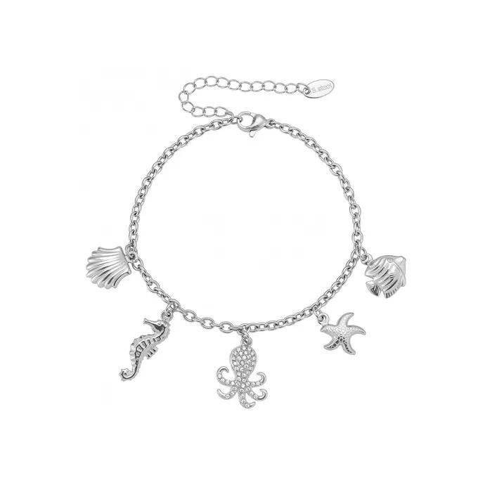 Liora – colliers et bracelets à breloques pour femmes, pendentif de Style océan, en acier inoxydable