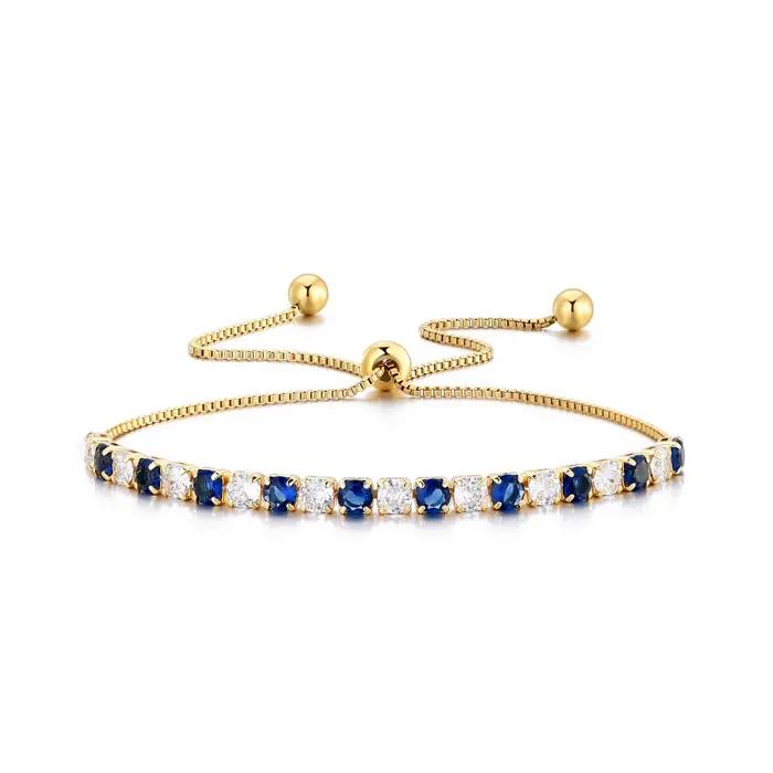 Bracelets ronds en pierre blanche bleu Royal pour femmes