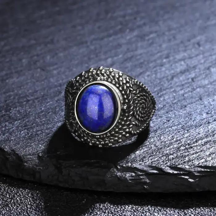 Bague en Lapis Lazuli et Labradorite Naturelle 10*12MM