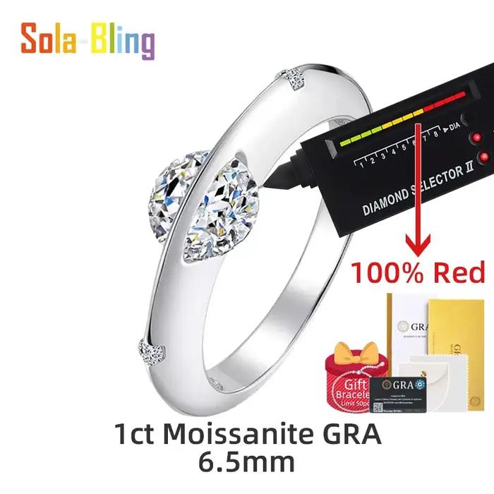 Sola-Bling 1ct Moissanite anneau 100% passe diamant testeur stylo rotatif univers étoile 925 bagues