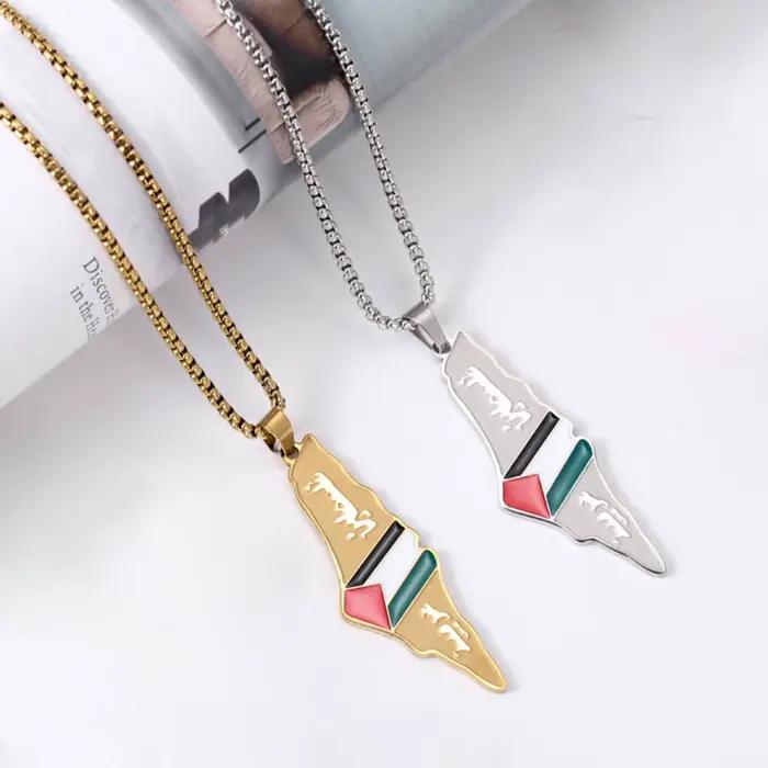 Collier pendentif drapeau palestinien pour femmes et hommes